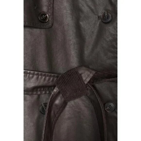 ZARA LONG WAXED TRENCH COAT WITH CORDUROY CUFFS - Picture 10 of 10